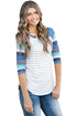 Light Blue Stripes Raglan Sleeve Top
